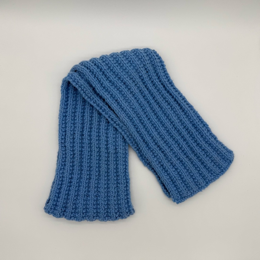 Handmade Blue Ribbed Knit Scarf - Picture 2 of 3